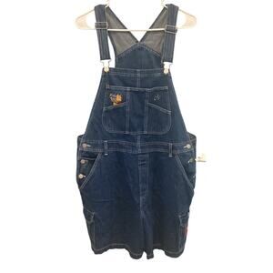 NEW Vintage Disney Womens Winnie Pooh Jean Shortalls 16W 16 90s Kidcore Overalls